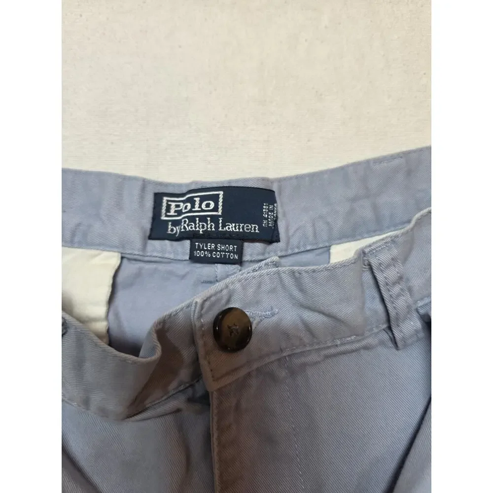Vintage Polo Ralph Lauren Tyler Shorts Men’s 34 Blue Pleated 100% Cotton
